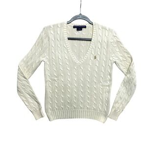 Women's Cream V-Neck Sweater